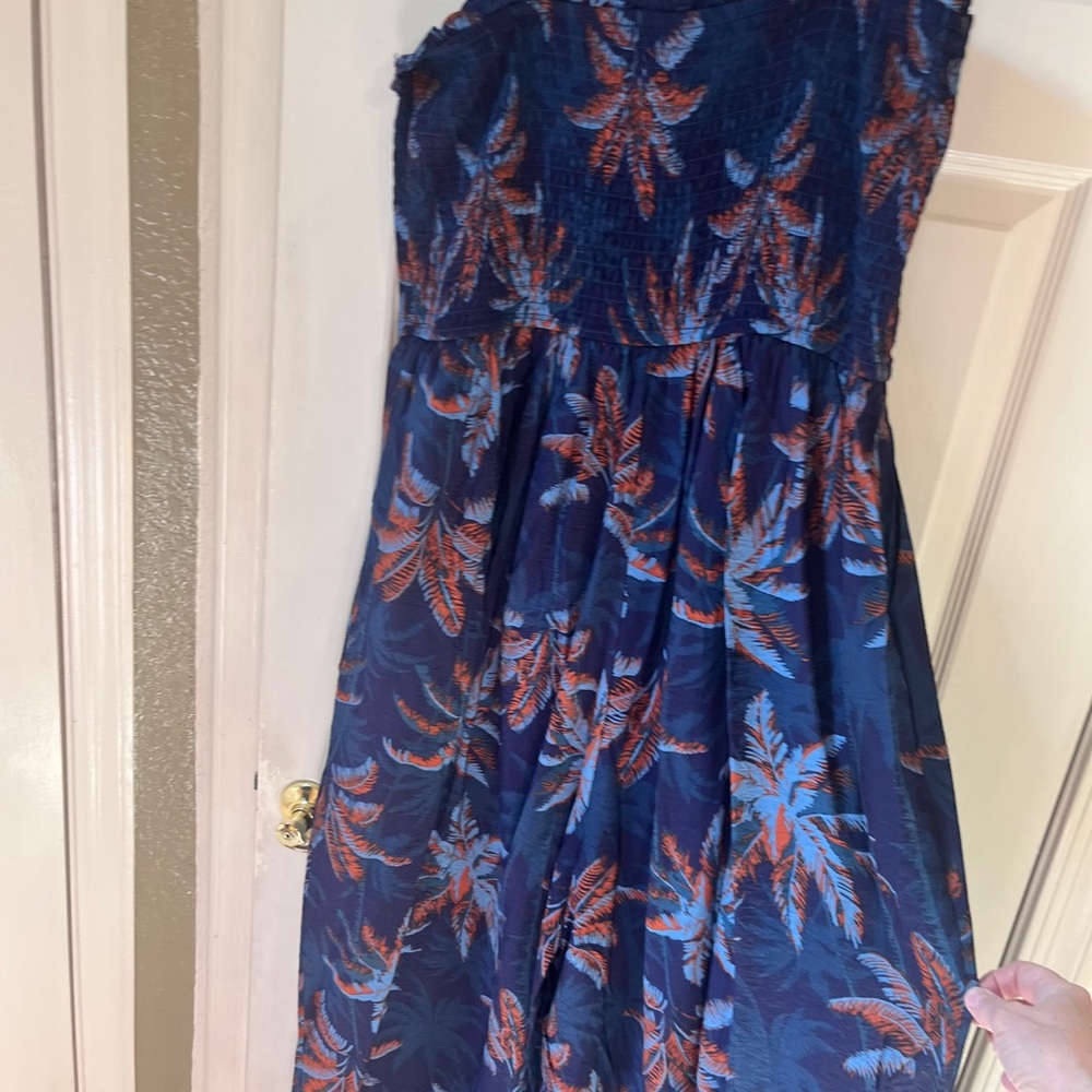 NWT Torrid Navy and Orange Leaf Print Jumpsuit - Picture 7 of 10